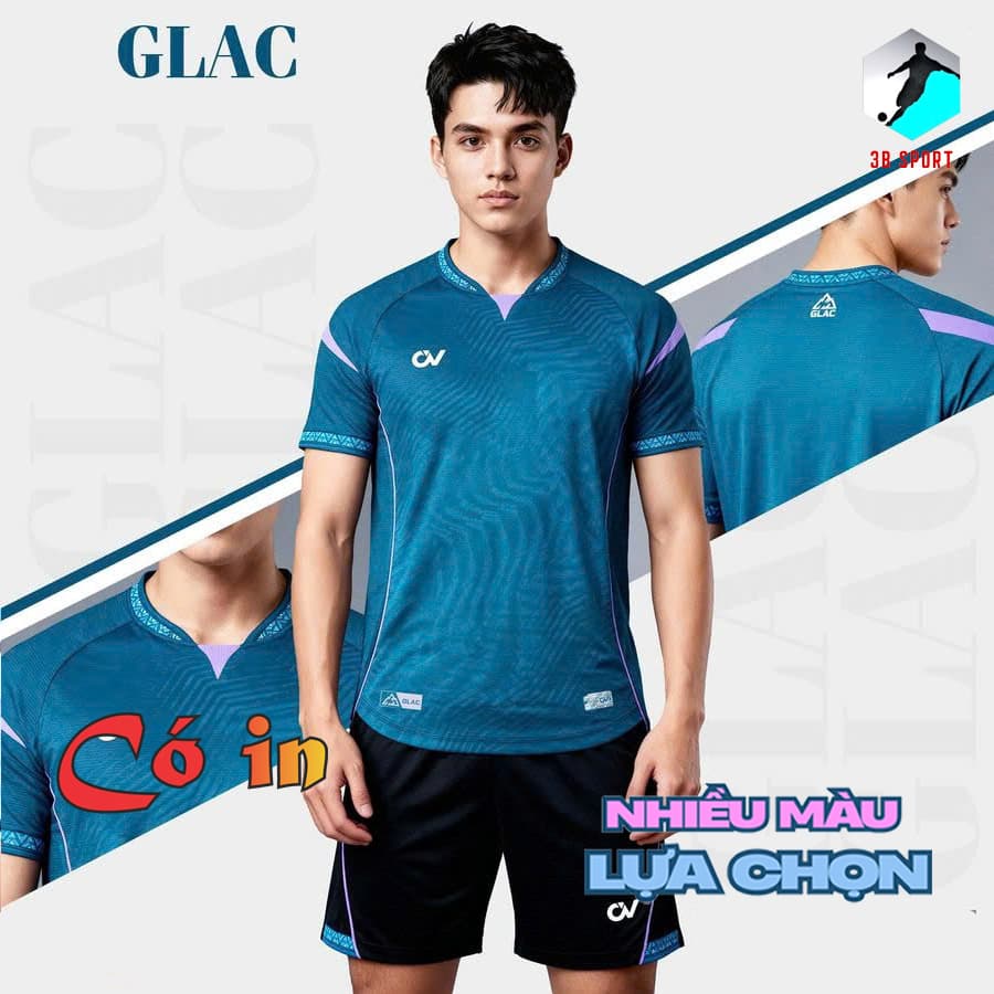 [Chính hãng CV Sport] (Có Nhận in tên số) Bộ Quần Áo Bóng Đá Chính Hãng CV Glac Xanh, Chất vải C-Airmax Fabric cao cấp
