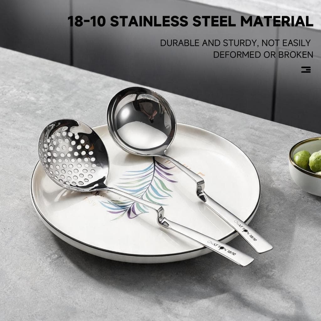 Set 2 Muôi Canh Muôi Lẩu Cán Gác OYATTON O662 Inox 18/10 – Muôi Múc Canh, Muôi Thủng Vớt Thực Phẩm