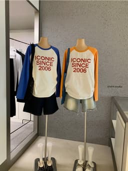 ENEN Áo Thun Nữ Tay Dài Phối Màu Raglan In Chữ Phong Cách Hàn Quốc 11512 5