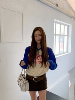 ENEN Áo Thun Nữ Tay Dài Phối Màu Raglan In Chữ Phong Cách Hàn Quốc 11512 9