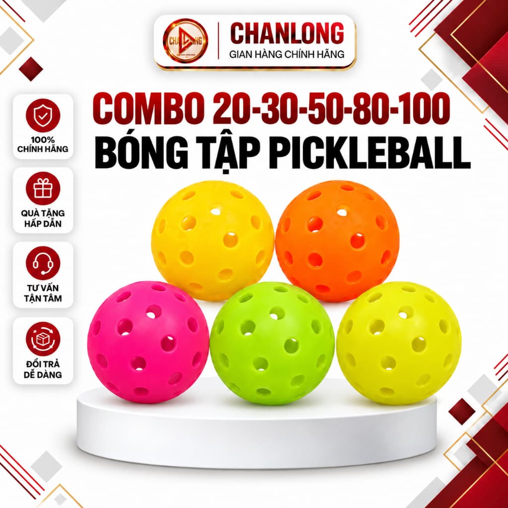 Combo 20, 30, 50, 80, 100 Bóng Tập Luyện Pickleball CHANLONG Dành Cho Huấn Luyện Viên, Sân Pick, VDV