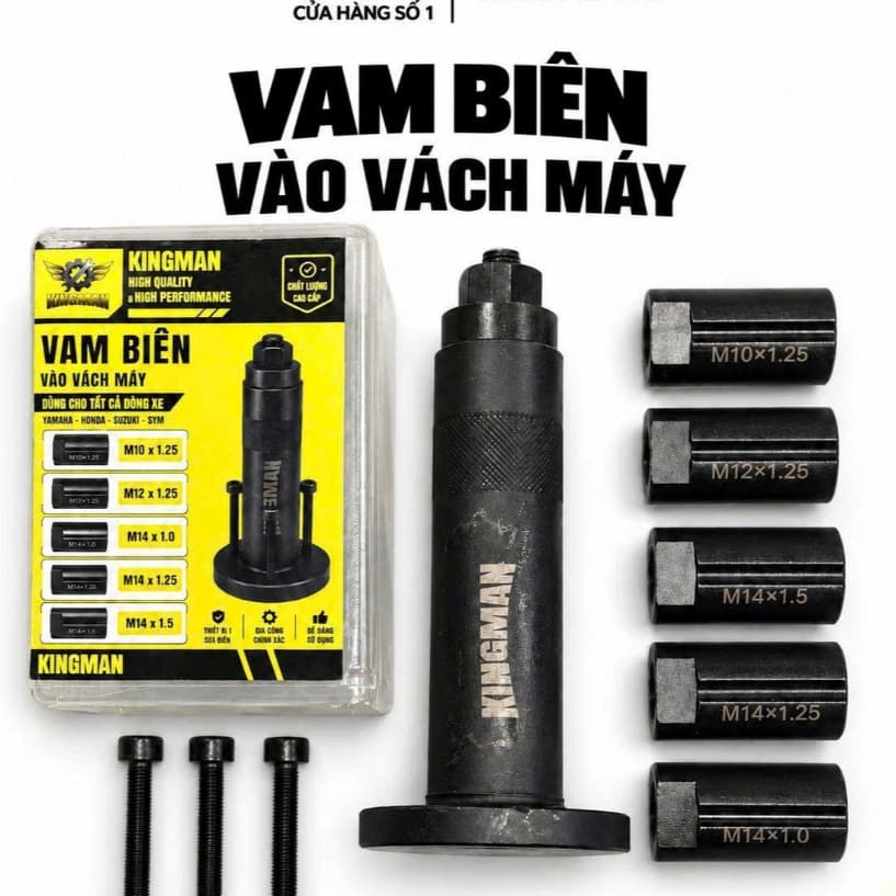 Vam Biên Vào Vách Máy KINGMAN – Bộ 5 Đầu Ren M10, M12, M14 Chuyên Dụng Sửa Chữa Xe Máy K420
