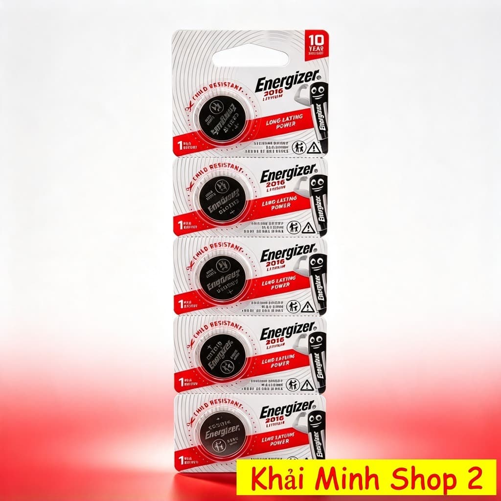 Pin Cúc Áo Lithium Energizer CR2016 3V – Vỉ 5 Viên Chính Hãng, Nhập Khẩu Nguyên Hộp