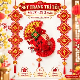 Decor Tết 2027 Set 3 Món Trang Trí Nhà Ở, Nhà Hàng, Cửa Hàng, Dây Treo Câu Đối, Mành Chữ Tết + TẶNG MÓC TREO 6