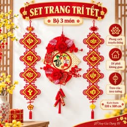 Decor Tết 2027 Set 3 Món Trang Trí Nhà Ở, Nhà Hàng, Cửa Hàng, Dây Treo Câu Đối, Mành Chữ Tết + TẶNG MÓC TREO 7