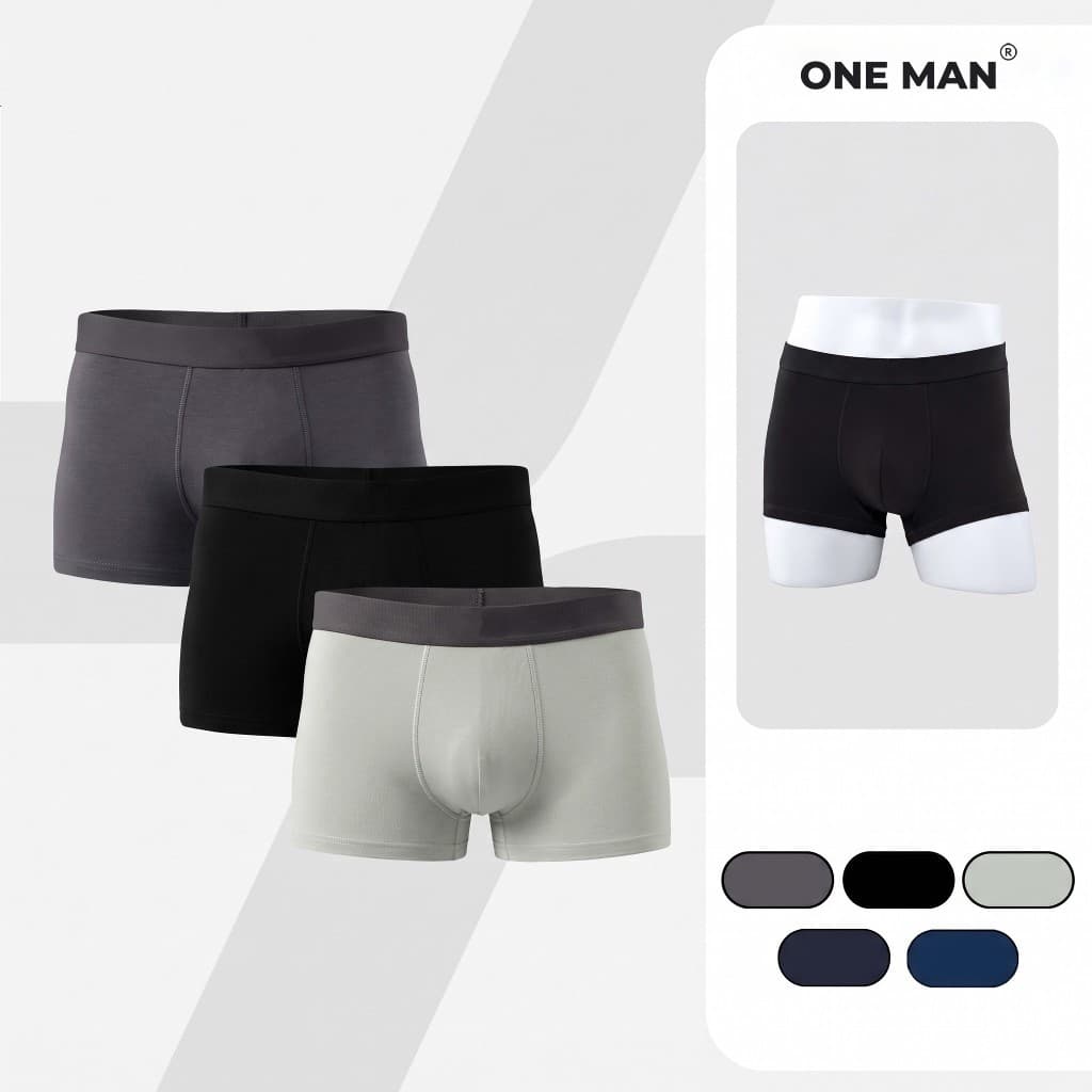 Quần Boxer Nam ONE MAN Cao Cấp Chất Thun Lạnh Co Giãn 4 Chiều Mềm Mại Thoáng Mát Mặc Hằng Ngày SL000A