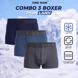 Combo 3 Quần Lót Nam ONE MAN Quần Boxer Chất Thun Lạnh Kháng Khuẩn Co Giãn 4 Chiều Thoải Mái Thấm Hút Mồ Hôi 3Q000A 2