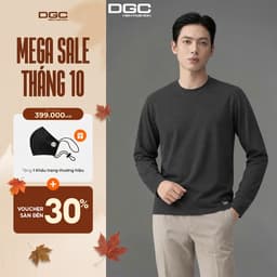 Áo Giữ Nhiệt Nam DGC Cổ Tròn Tay Dài Thời Trang, Vải Co Giãn Dày Dặn Giữ Ấm Vượt Trội Phom Regular Fit Đen Xám WATBF193M 1