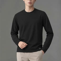 Áo Giữ Nhiệt Nam DGC Cổ Tròn Tay Dài Thời Trang, Vải Co Giãn Dày Dặn Giữ Ấm Vượt Trội Phom Regular Fit Đen Xám WATBF193M 4