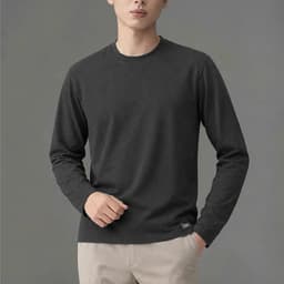 Áo Giữ Nhiệt Nam DGC Cổ Tròn Tay Dài Thời Trang, Vải Co Giãn Dày Dặn Giữ Ấm Vượt Trội Phom Regular Fit Đen Xám WATBF193M 2