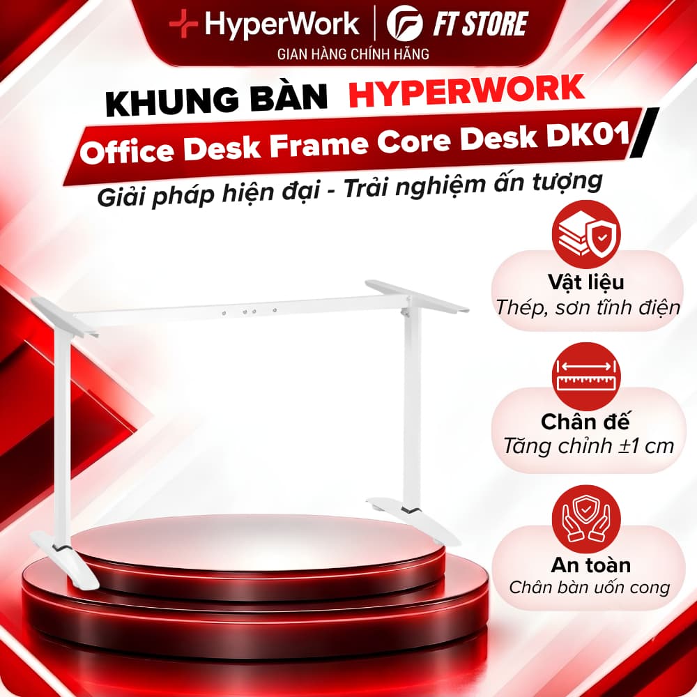 Khung Bàn Làm Việc Thông Minh HyperWork Core Desk DK01 - Khung Thép Sơn Tĩnh Điện, Chịu Lực Tốt, Lắp Ráp Dễ Dàng