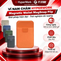 Ví Nam Châm Đa Năng HyperWork MAGW MagSnap Flip - Tích Hợp Kèm Đế, Lực Hút 1200 gF, Chứa 4 Thẻ, Da PU Cao Cấp 1