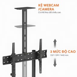 Giá Treo Tivi Di Động HyperWork Core Stand TVC01 - Hỗ Trợ Màn Hình 37-75 Inch, Tải Trọng 50kg, Có Bánh Xe & Kệ Đựng Đồ 4