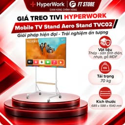Giá Treo Tivi Di Động HyperWork Aero Stand TVC02 - Tải Trọng 70kg, Hỗ Trợ Màn 37-75 Inch, Kệ Gỗ MDF 1