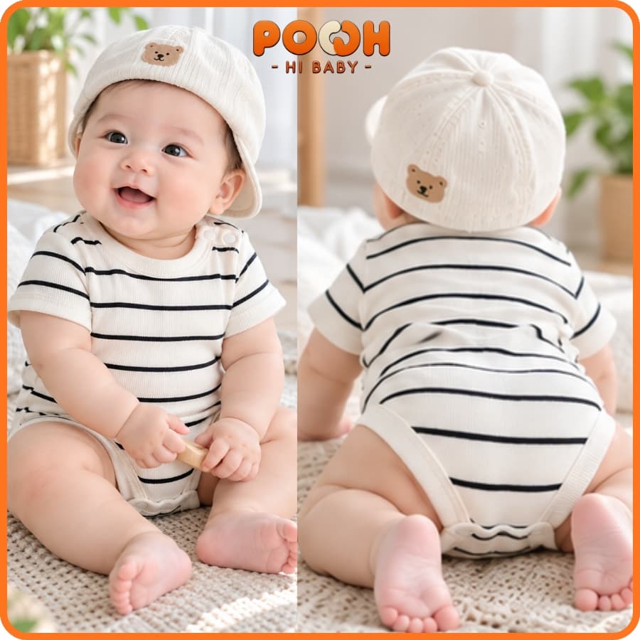 [Mở Bán](5-15kg) Body Chip Kẻ | Tăm Đũa Cotton 100% | Mát Mẻ, Thấm Hút | Đáng Yêu Cho Bé Trai/Bé Gái