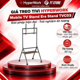 Giá Treo Tivi Di Động HyperWork TVC03 - Tải Trọng 80kg, Hỗ Trợ Màn 37-86 Inch, Kệ Gỗ Sang Trọng, Chống Rung Lắc 1