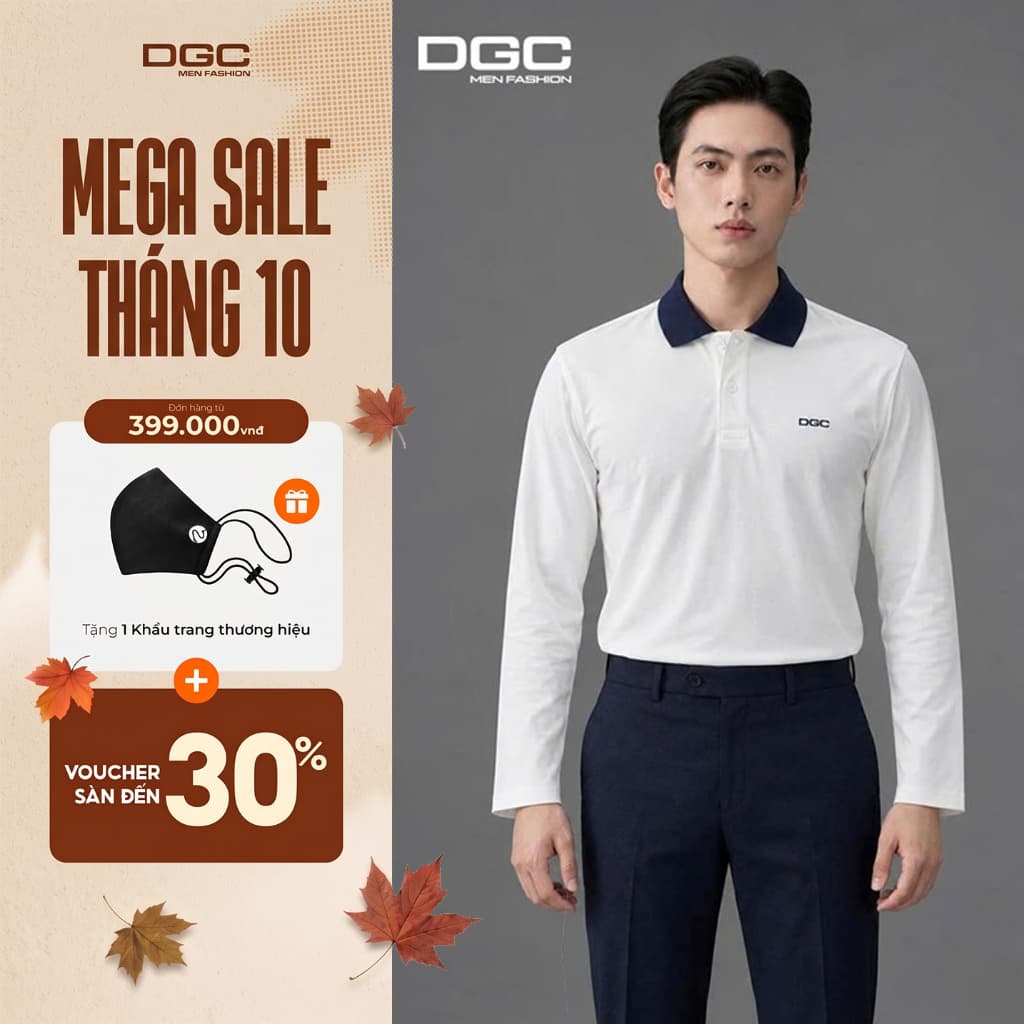 Áo Polo Nam Dài Tay Phối Cổ Thời Trang Công Sở Cao Cấp Chất Vải Co Giãn Thấm Hút Mồ Hôi DGC WAPBF195M
