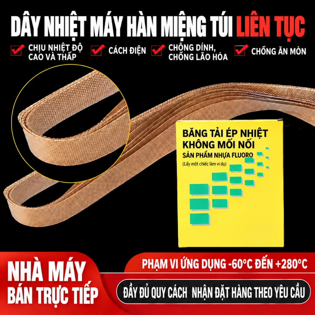 (10 dây) Dây vải chịu nhiệt của máy hàn miệng túi liên tục FR900,FR900M,DBF900,SF150,FRM980,FRD1000