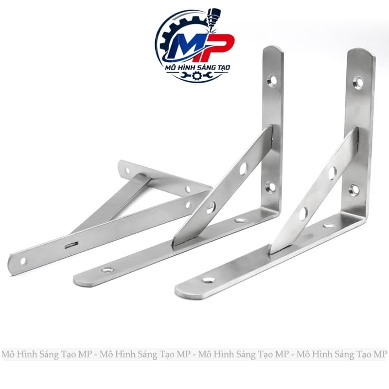 Cặp Ke Vuông Inox, Giá Đỡ Chịu Lực Cho Kệ Gắn Tường Kèm Vít Và Tắc Kê PGT-03