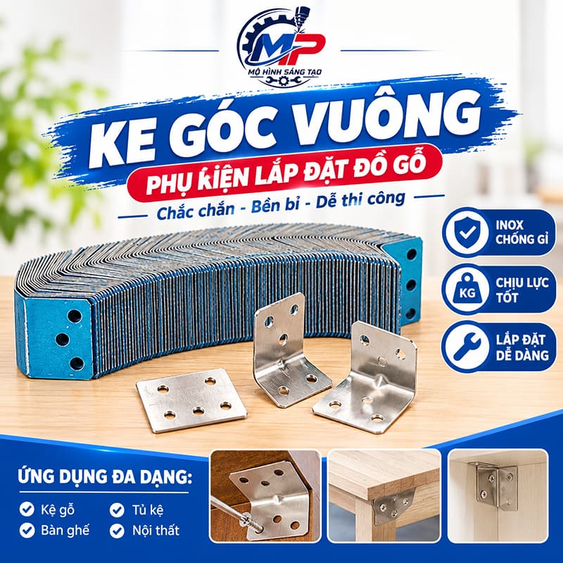 Ke Góc Vuông Inox Lắp Ráp Đồ Gỗ, Pát Ke Góc Chữ L, Ke Liên Kết Bàn Ghế Tủ Kệ, Nhiều Kích Thước KEGOC-03