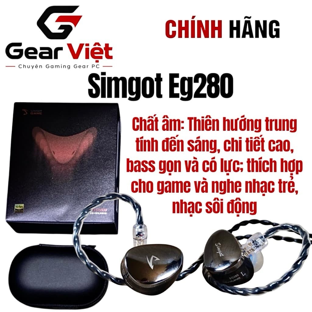 Tai nghe Gaming SIMGOT EG280 in Ear Monitor, 1DD+1 Planar HiFi IEM