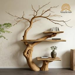 Kệ Thân Cây Tự  Nhiên Gỗ Tràm Áp Tường Mã C01 1