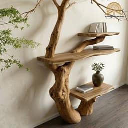 Kệ Thân Cây Tự  Nhiên Gỗ Tràm Áp Tường Mã C01 3