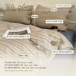 (Tặng ôm) Bộ Chăn Ga Gối Cotton Đũi Khuy Cao Cấp Set 4 Món Vỏ Chăn Lồng Ruột Thoáng Mát 2