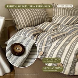 (Tặng ôm) Bộ Chăn Ga Gối Cotton Đũi Khuy Cao Cấp Set 4 Món Vỏ Chăn Lồng Ruột Thoáng Mát 4