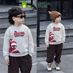 [10-29KG] Áo Nỉ Cho Bé Trai Kimchibaby Dày Dặn Nỉ 2 Da Cao Cấp Premium, Áo Sweater Siêu Nhân Người Nhện Noel AN601 8