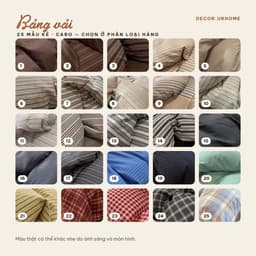Bộ chăn ga gối cotton đũi gân chất liệu mới họa tiết kẻ sọc caro hiện đại chất liệu thoáng mát mền mại 8