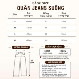 Quần Jeans Nữ Ống Suông, Quần bò nữ ống rộng Gấu 2 Màu Vải Jean QCCC Dài 100CM  #8930-31 9