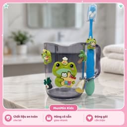 Bộ Cốc Bàn Chải Đánh Răng Trẻ Em Hình 3D Dễ Thương Cho Bé 3-10 Tuổi - Cốc Súc Miệng Kèm Bàn Chải Lông Mềm 8