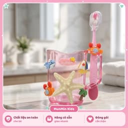 Bộ Cốc Bàn Chải Đánh Răng Trẻ Em Hình 3D Dễ Thương Cho Bé 3-10 Tuổi - Cốc Súc Miệng Kèm Bàn Chải Lông Mềm 3