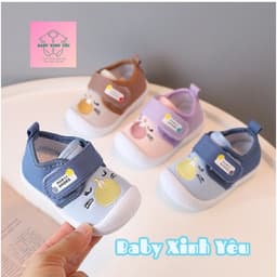 Giày Tập Đi Cho Bé 0–18 Tháng Hình Mèo Dễ Thương, Quai Dán, Có Kèn, Giày Vải Mềm Nhẹ Cho Bé Trai Bé Gái. 1