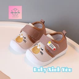 Giày Tập Đi Cho Bé 0–18 Tháng Hình Mèo Dễ Thương, Quai Dán, Có Kèn, Giày Vải Mềm Nhẹ Cho Bé Trai Bé Gái. 2