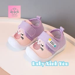 Giày Tập Đi Cho Bé 0–18 Tháng Hình Mèo Dễ Thương, Quai Dán, Có Kèn, Giày Vải Mềm Nhẹ Cho Bé Trai Bé Gái. 5