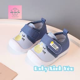Giày Tập Đi Cho Bé 0–18 Tháng Hình Mèo Dễ Thương, Quai Dán, Có Kèn, Giày Vải Mềm Nhẹ Cho Bé Trai Bé Gái. 7