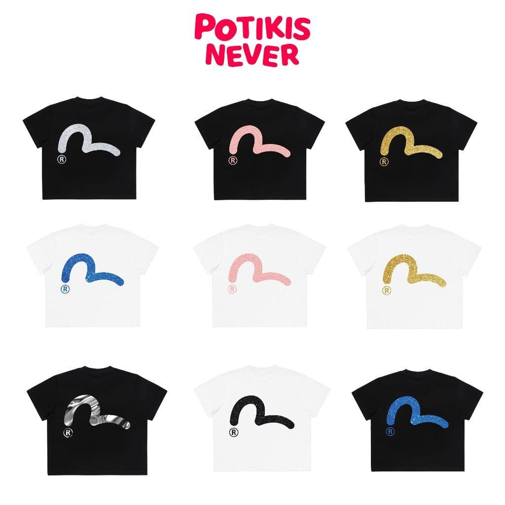 Áo Thun Boxy Potikis Signature In Kim Tuyến Unisex Cotton Dày Dặn Full Tem Mác - Potikis Never