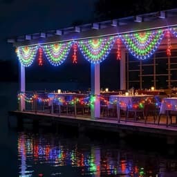 Bộ Đèn LED rèm đuôi công dài 4M rủ 0.5m,Led có 8 chế độ nháy, chống nước siêu bền,chuyên dùng trang trí ngày lễ, sự kiện 2