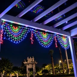 Bộ Đèn LED rèm đuôi công dài 4M rủ 0.5m,Led có 8 chế độ nháy, chống nước siêu bền,chuyên dùng trang trí ngày lễ, sự kiện 7