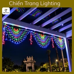 Bộ Đèn LED rèm đuôi công dài 4M rủ 0.5m,Led có 8 chế độ nháy, chống nước siêu bền,chuyên dùng trang trí ngày lễ, sự kiện 1