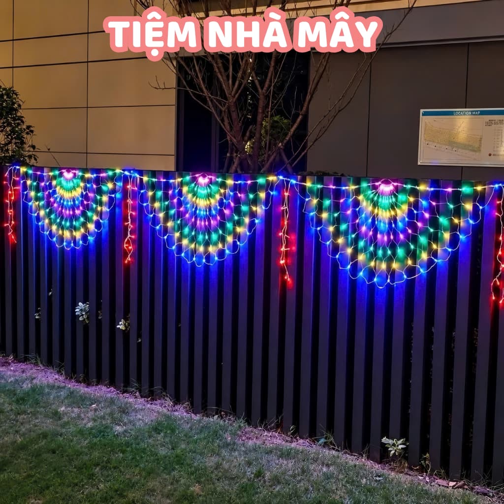 Bộ Đèn LED rèm đuôi công dài 4M rủ 0.5m,Led có 8 chế độ nháy, chống nước siêu bền,chuyên dùng trang trí ngày lễ, sự kiện
