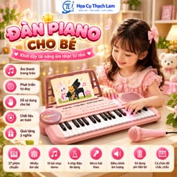 [Tặng sách hướng dẫn đánh] Đàn Piano Điện Tử Cho Bé 37 Phím Kèm Micro, Giá Đỡ Nhạc, 10 Bài Demo 6