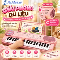 [Tặng sách hướng dẫn đánh] Đàn Piano Điện Tử Cho Bé 37 Phím Kèm Micro, Giá Đỡ Nhạc, 10 Bài Demo 9