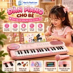 [Tặng sách hướng dẫn đánh] Đàn Piano Điện Tử Cho Bé 37 Phím Kèm Micro, Giá Đỡ Nhạc, 10 Bài Demo 4
