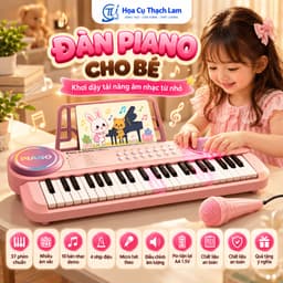 [Tặng sách hướng dẫn đánh] Đàn Piano Điện Tử Cho Bé 37 Phím Kèm Micro, Giá Đỡ Nhạc, 10 Bài Demo 1