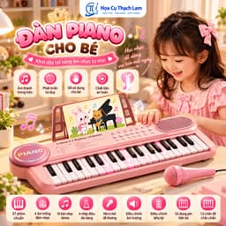 [Tặng sách hướng dẫn đánh] Đàn Piano Điện Tử Cho Bé 37 Phím Kèm Micro, Giá Đỡ Nhạc, 10 Bài Demo 8