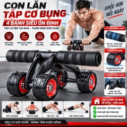 Con lăn tập bụng 4 bánh Có trợ lực+đồng hồ TXL và 2023, LMS 8