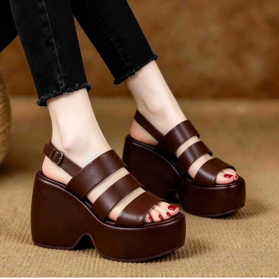 SANDAL CG ĐẾ LÕM 3 QUAI CAO 10CM SIÊU XINH